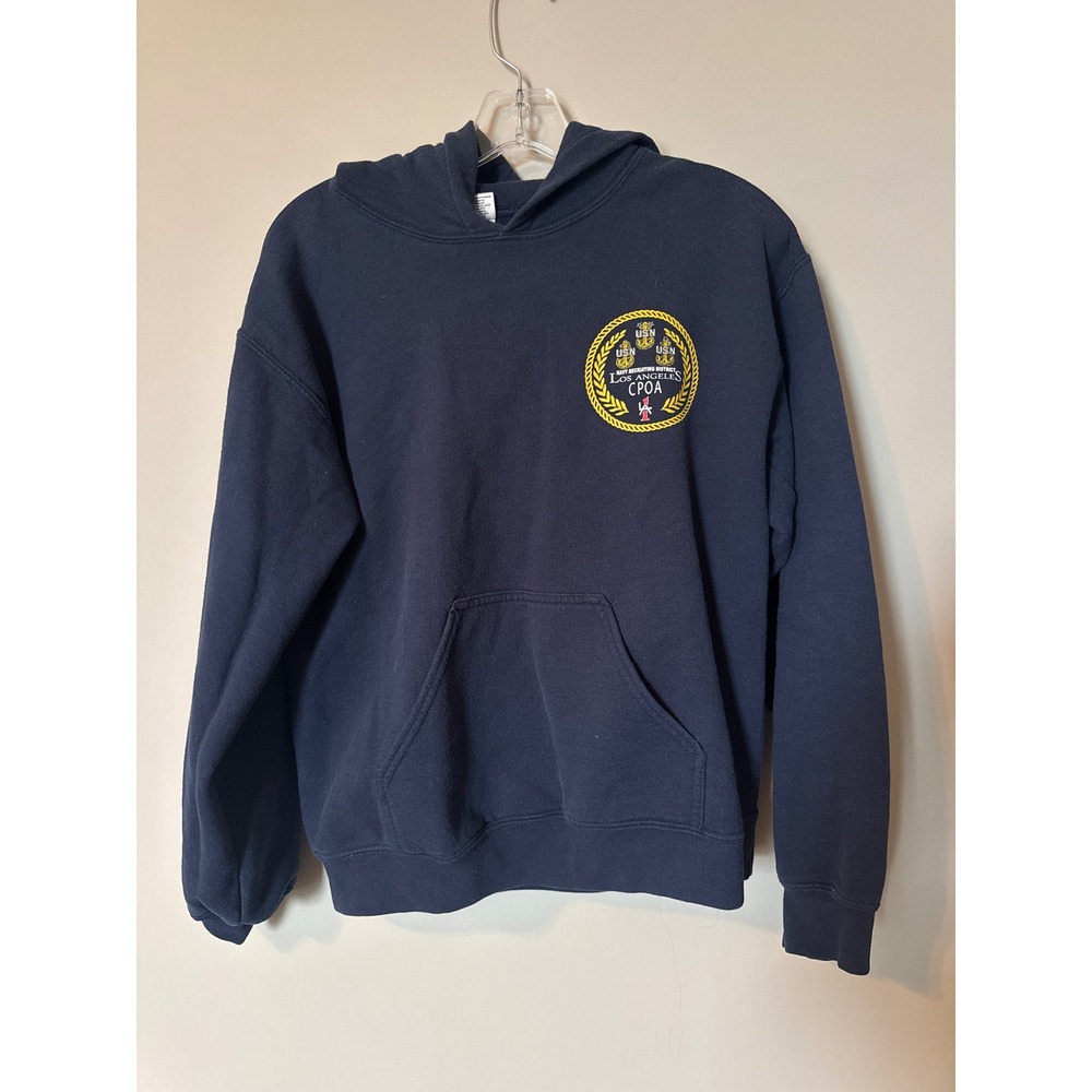Gildan US Navy Los Angeles CPOA Deckplate Leadership Navy Blue Hoodie Small